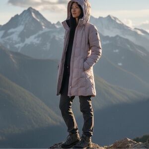 Calvin Klein Atmosphere Pink Hooded Mid-Length Puffer Coat ~ NWOT ~ size Small